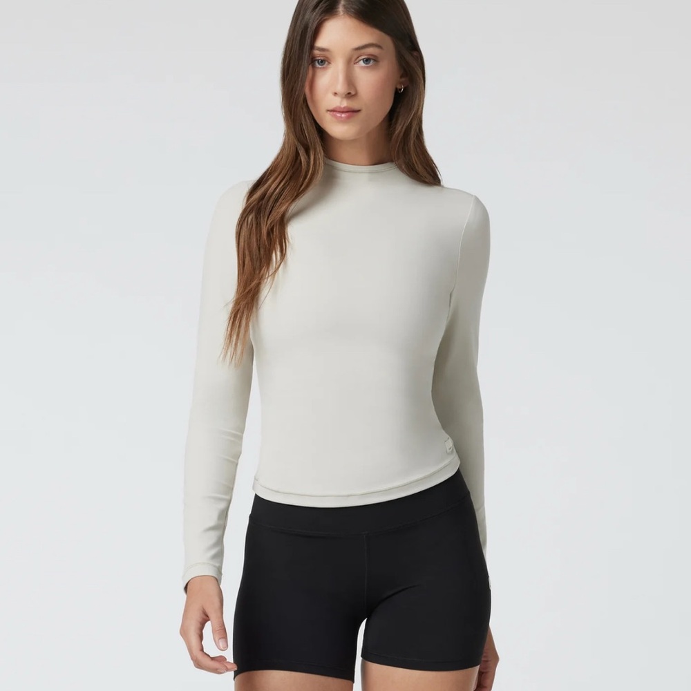NWT Vuori AllTheFeels™ Long Sleeve Mock Neck Top • Cream • XS